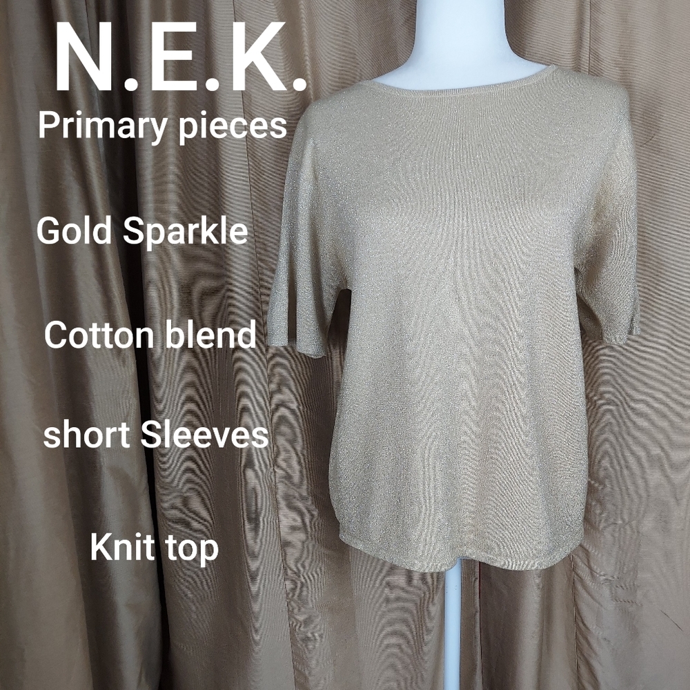 N.E.K gold sparkle knit  top size L